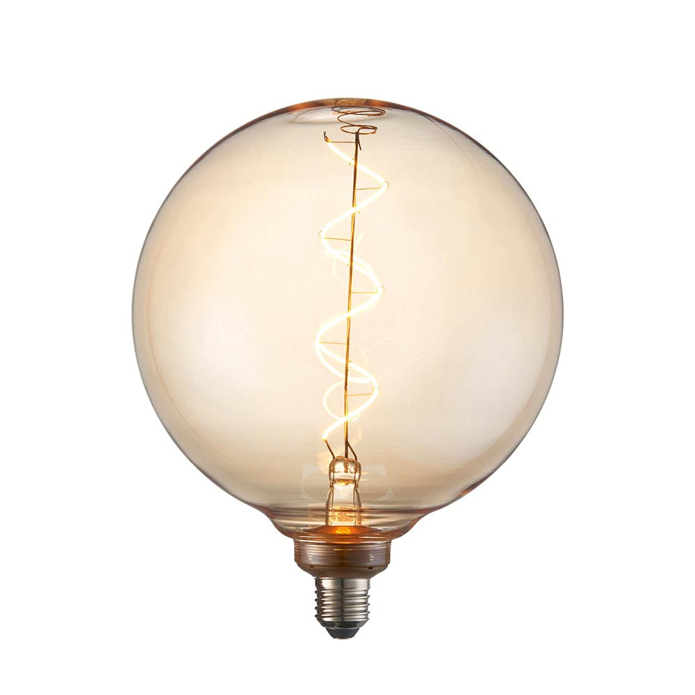 Modern Amber Tinted Glass Spiral 4W E27 LED Filament Light  Bulb | House of Dekkor