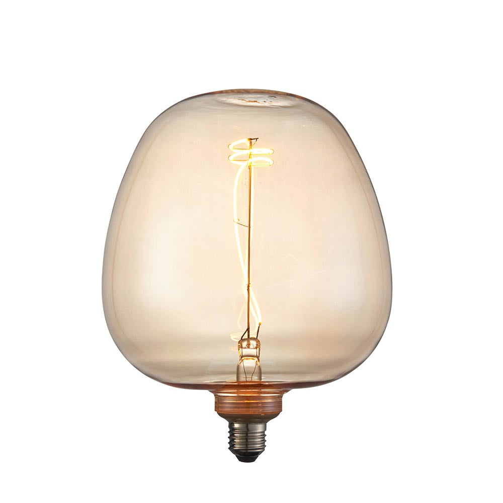 Amber Tinted Glass Swirl 4W E27 Filament LED Light Bulb | House of Dekkor