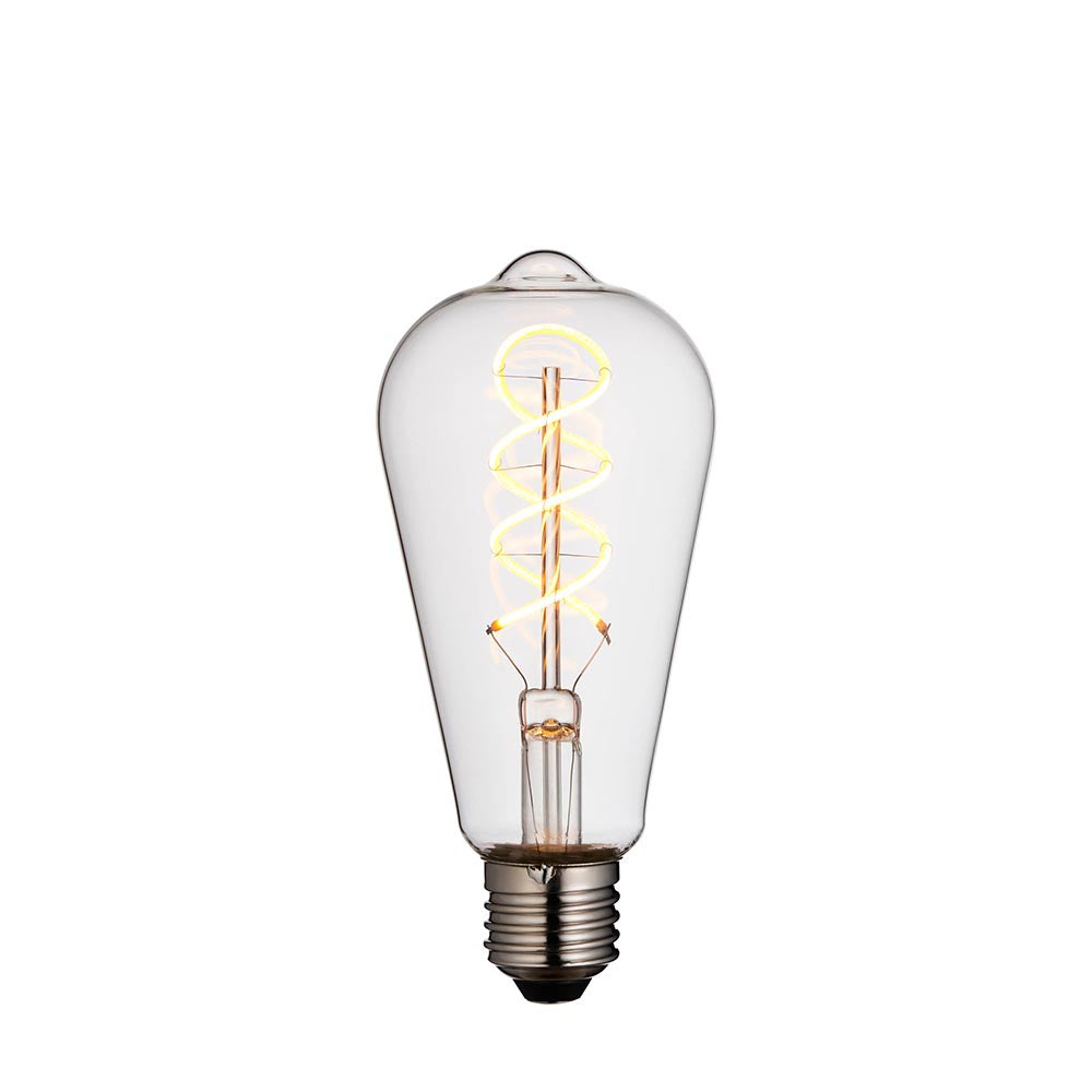 Dimmable Clear Glass Twisted 4W  E27 Filament LED Light Bulb | House of Dekkor