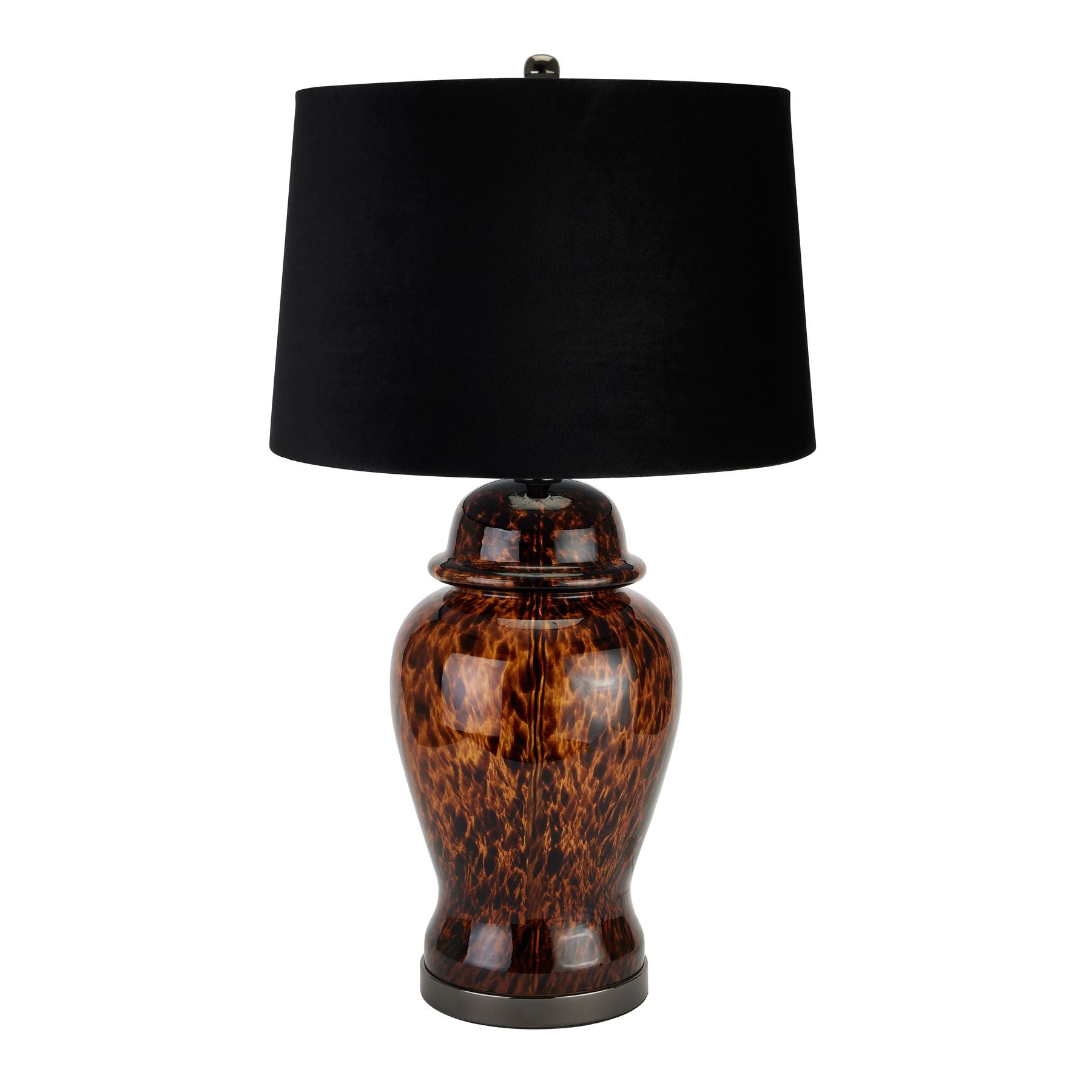 Amber Dapple Acanthus Lamp with Black Velvet Shade