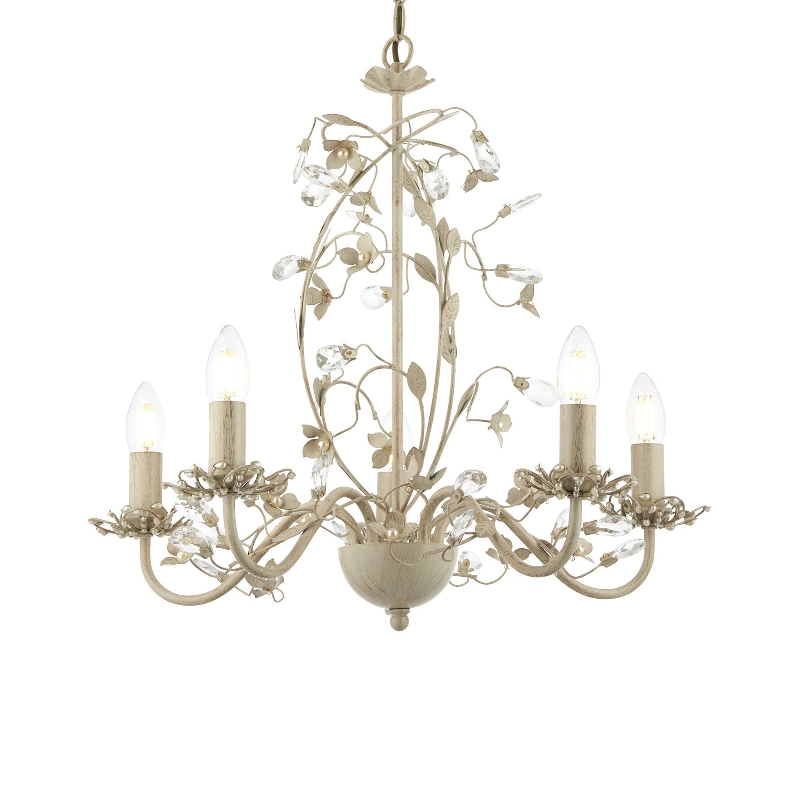 Shabby Chic Style Beaded Flower Chandelier | 3 Light and 5 Light