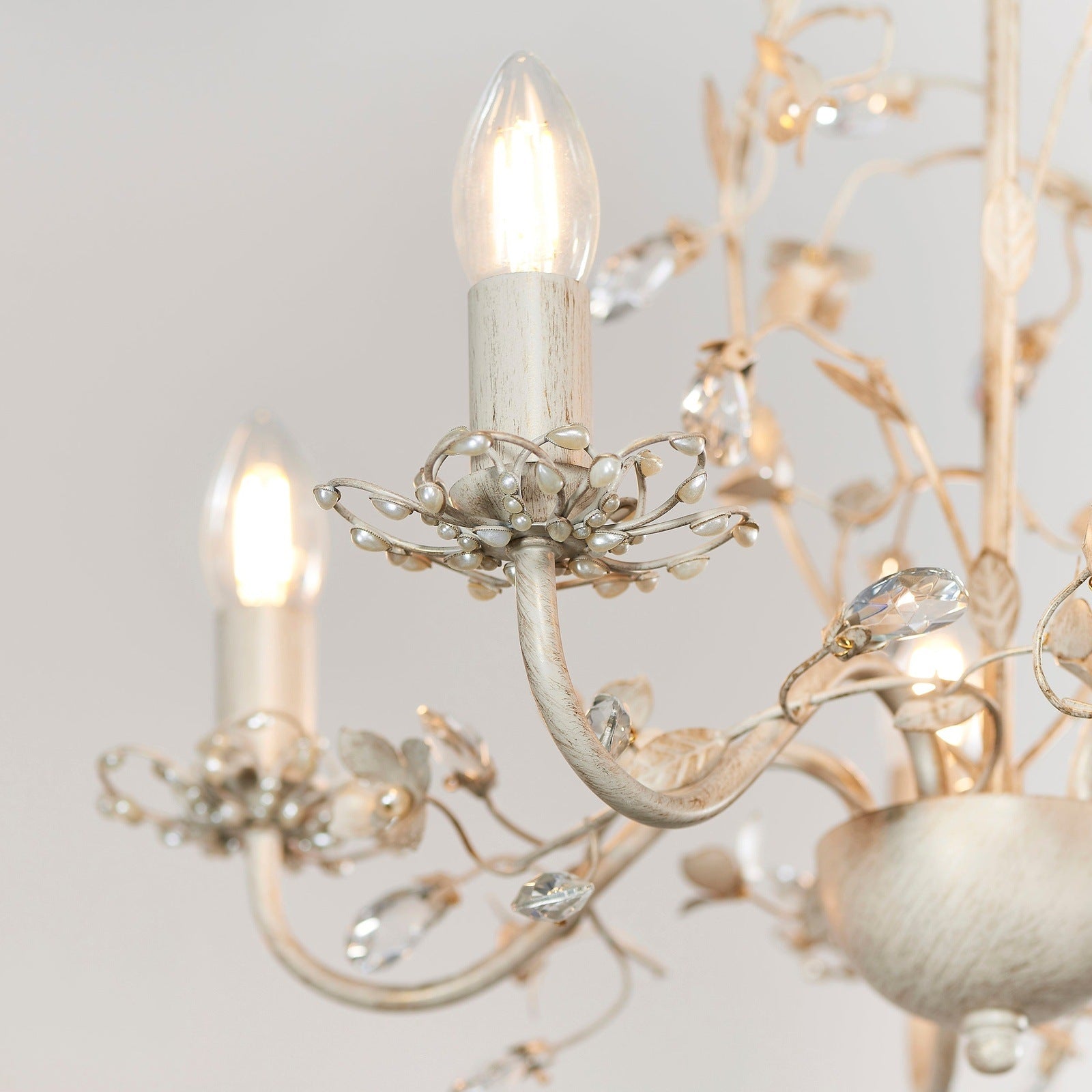 Shabby Chic Style Beaded Flower Chandelier | 3 Light and 5 Light