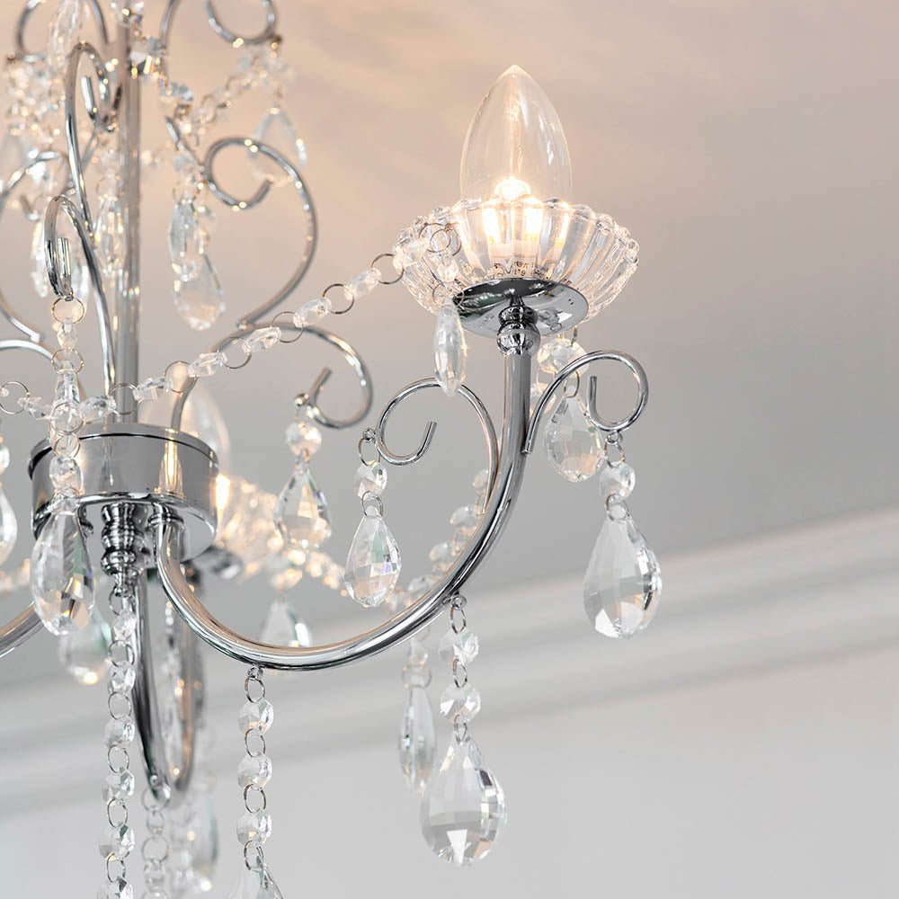 Vintage Style Crystal 3 Light Semi Flush  Chandelier  | House of Dekkor