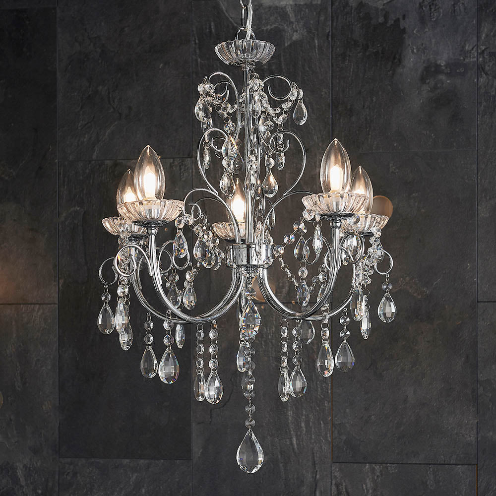 Vintage Style Crystal 5 Light Pendant Chandelier  | House of Dekkor