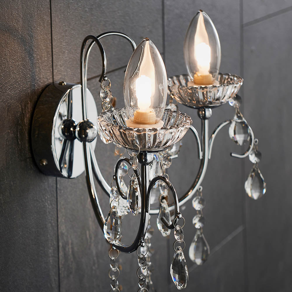 Vintage Style Crystal Twin Wall Light | House of Dekkor