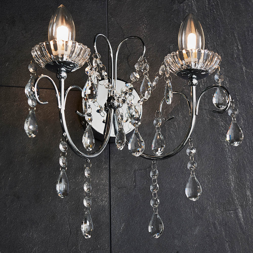 Vintage Style Crystal Twin Wall Light | House of Dekkor