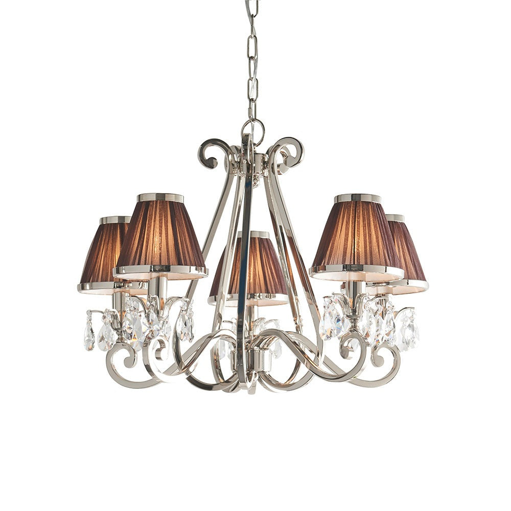 Oksana nickel 5lt pendant & chocolate shades