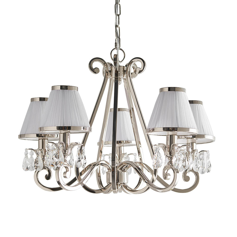 Oksana nickel 5lt pendant & white shades