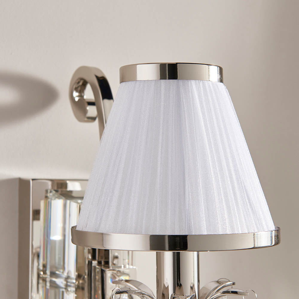 Oksana nickel Single wall light with white shade