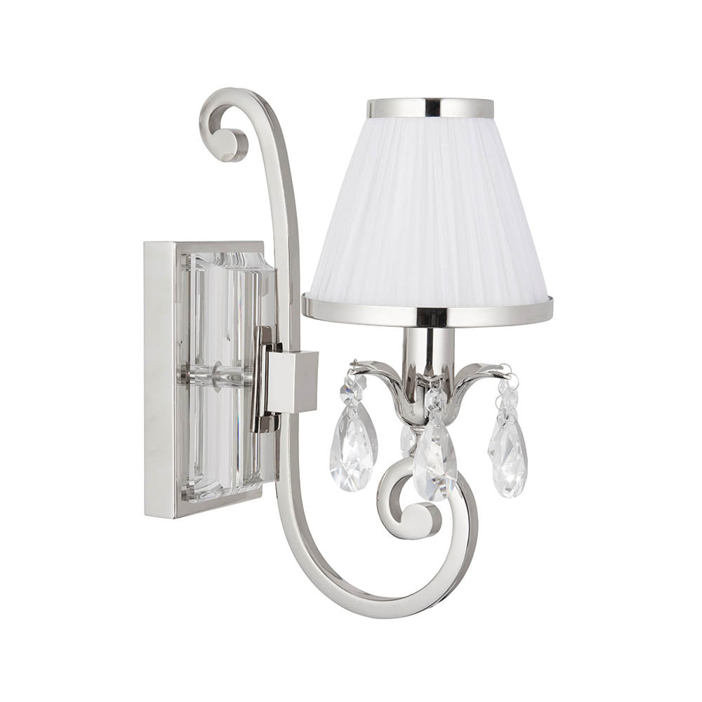 Oksana nickel Single wall  light with white shade