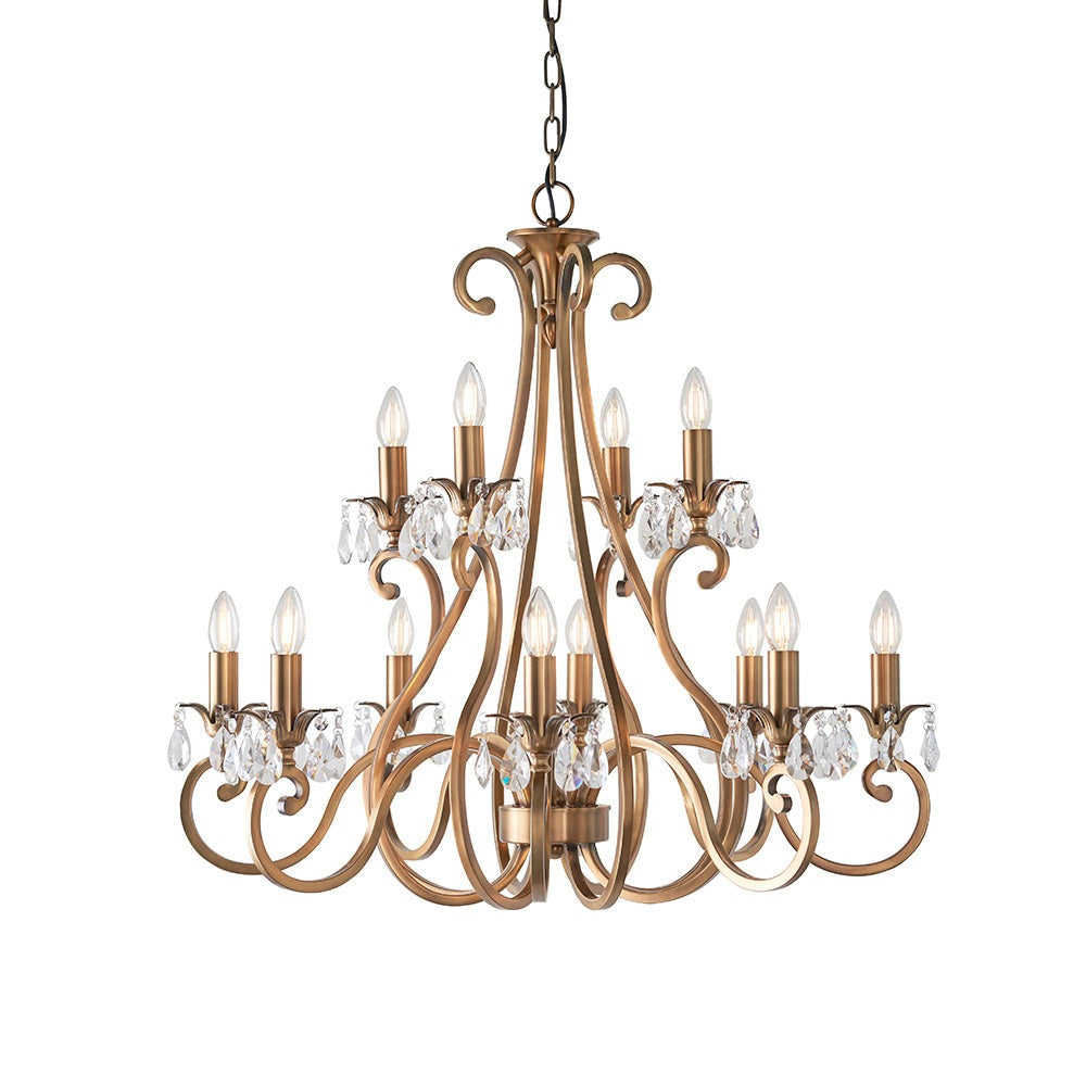 Antique Brass 12 light Tier Crystal Chandelier | House of Dekkor