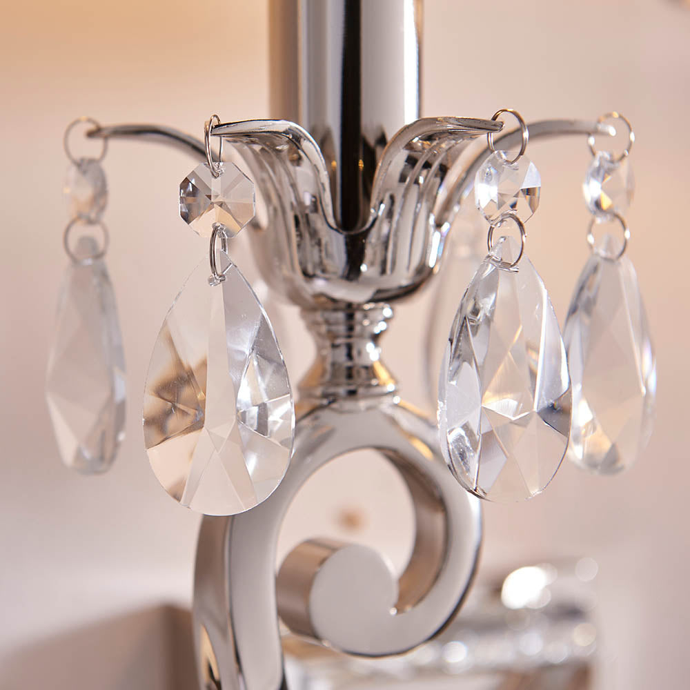 Oksana Polished Nickel Twin Crystal Wall Light