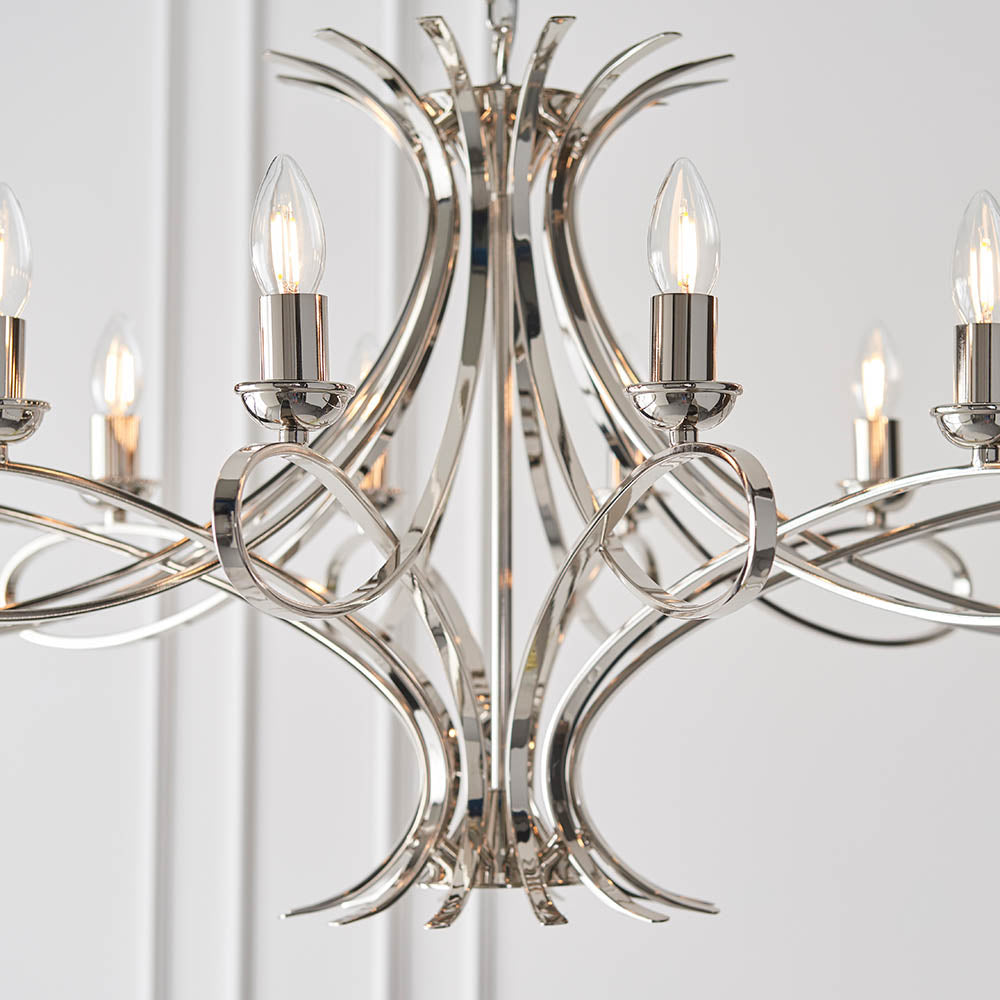 Penn Polished Nickel 12lt Chandelier