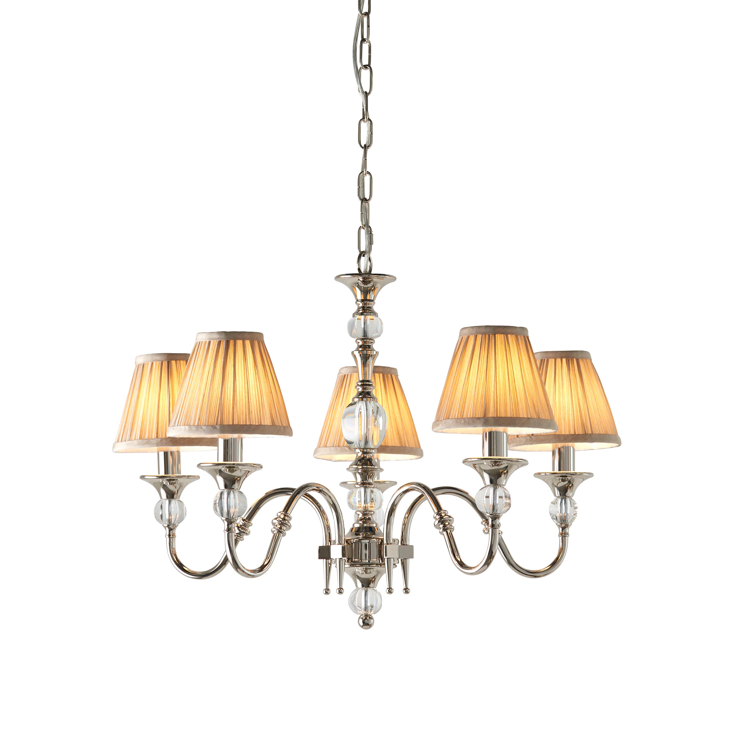 Crystal 5lt Chandelier with Beige Shades | House of Dekkor