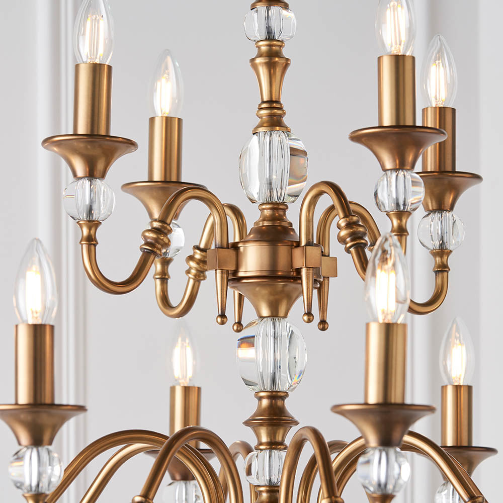 Polina Antique Brass 12lt Multi Arm Chandelier