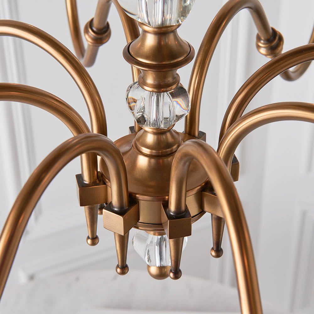 Polina Antique Brass 12lt Multi Arm Chandelier