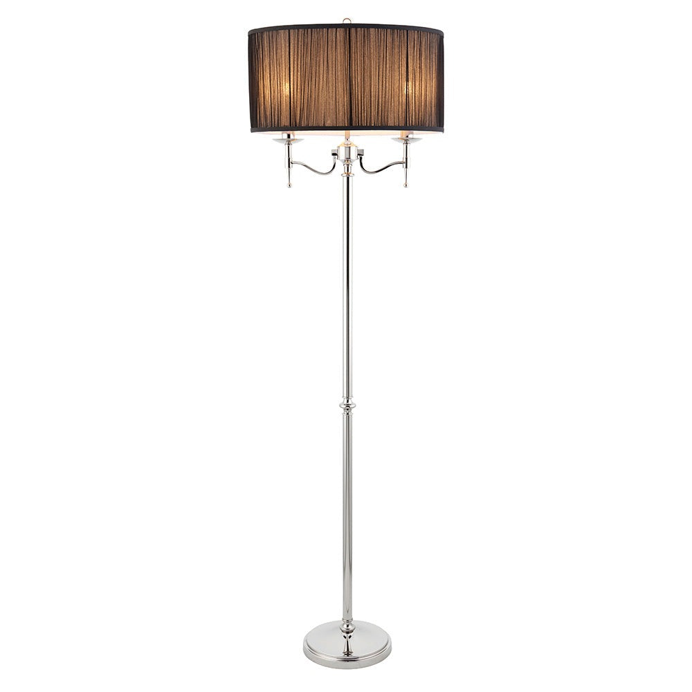 Nickel Twin Floor Lamp with Black Shade | House of Dekkor