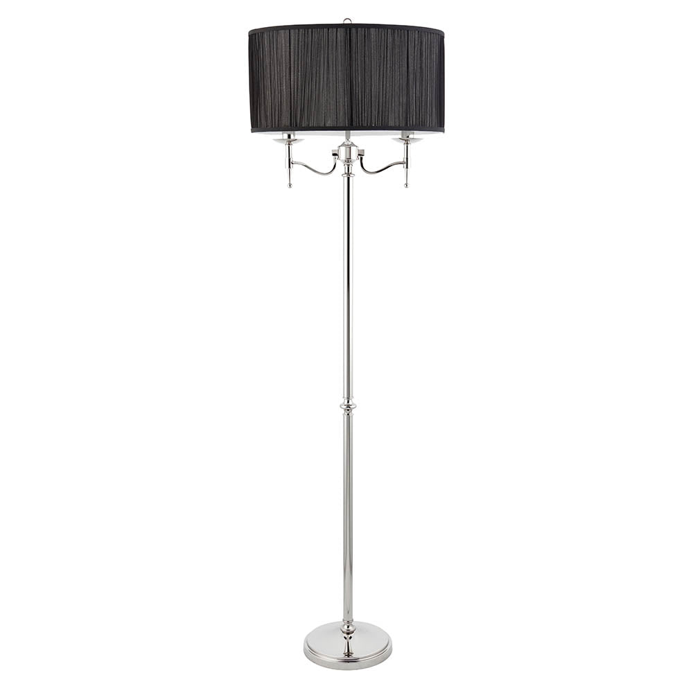 Nickel Twin Floor Lamp with Black Shade | House of Dekkor