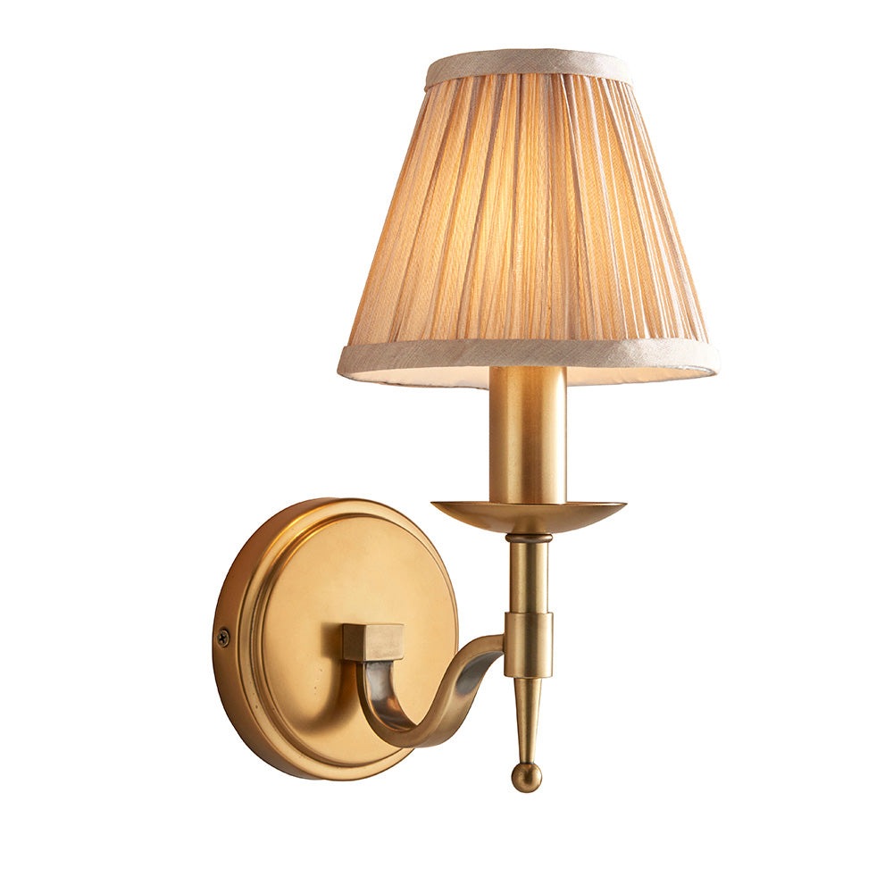 Candle Antique Brass Single Wall Light with Beige Shade | House of Dekkor