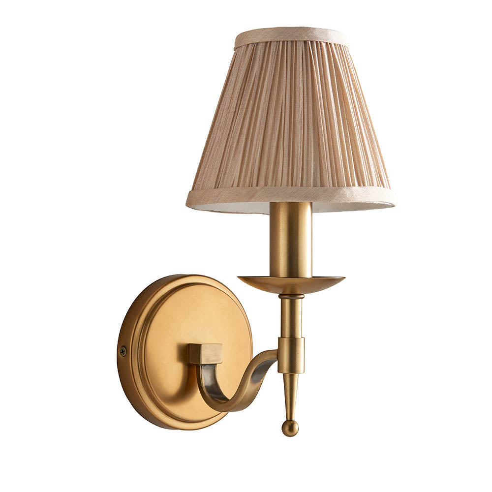 Candle Antique Brass Single Wall Light with Beige Shade | House of Dekkor