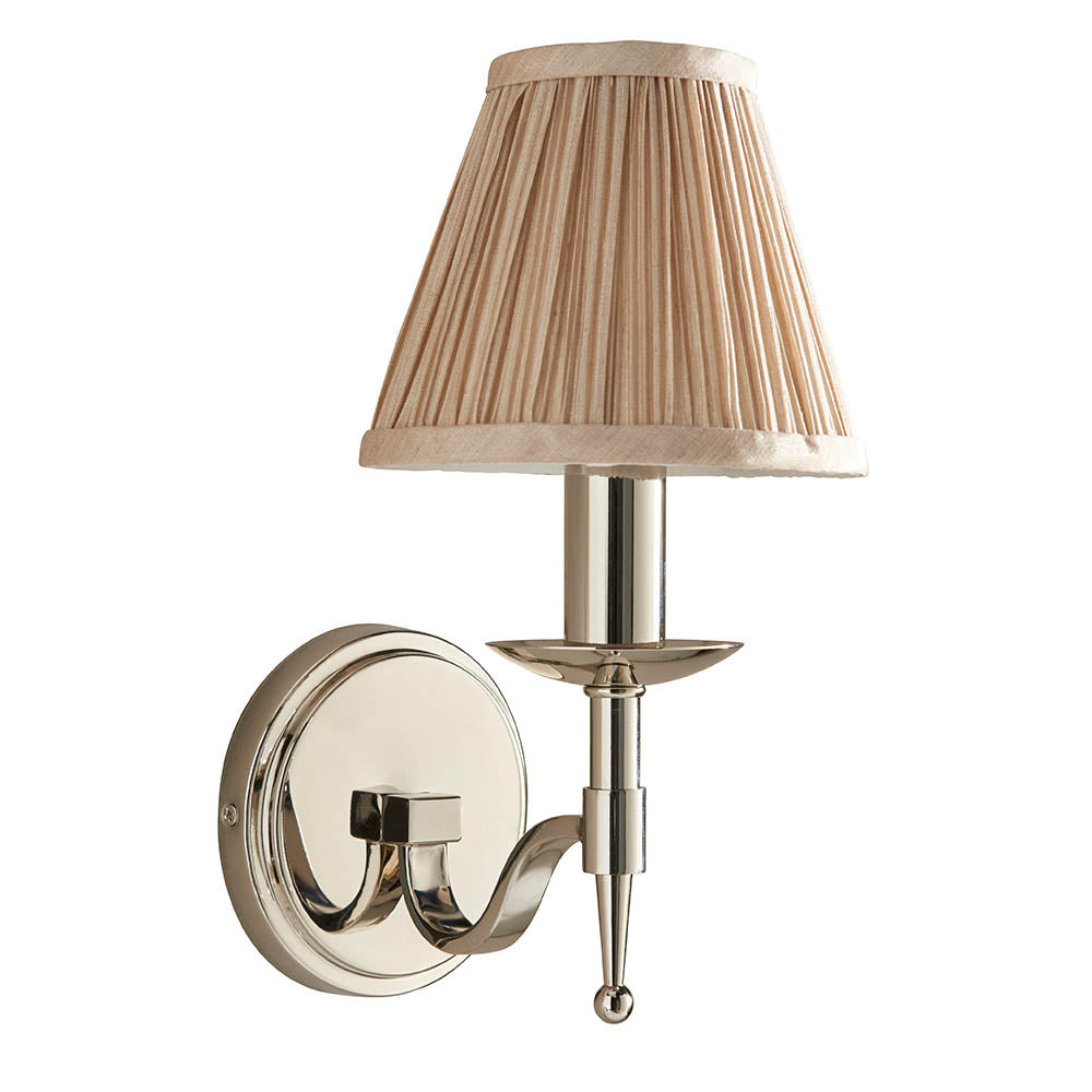 Traditional Nickel Single Wall Light with Beige Shade | House of Dekkor