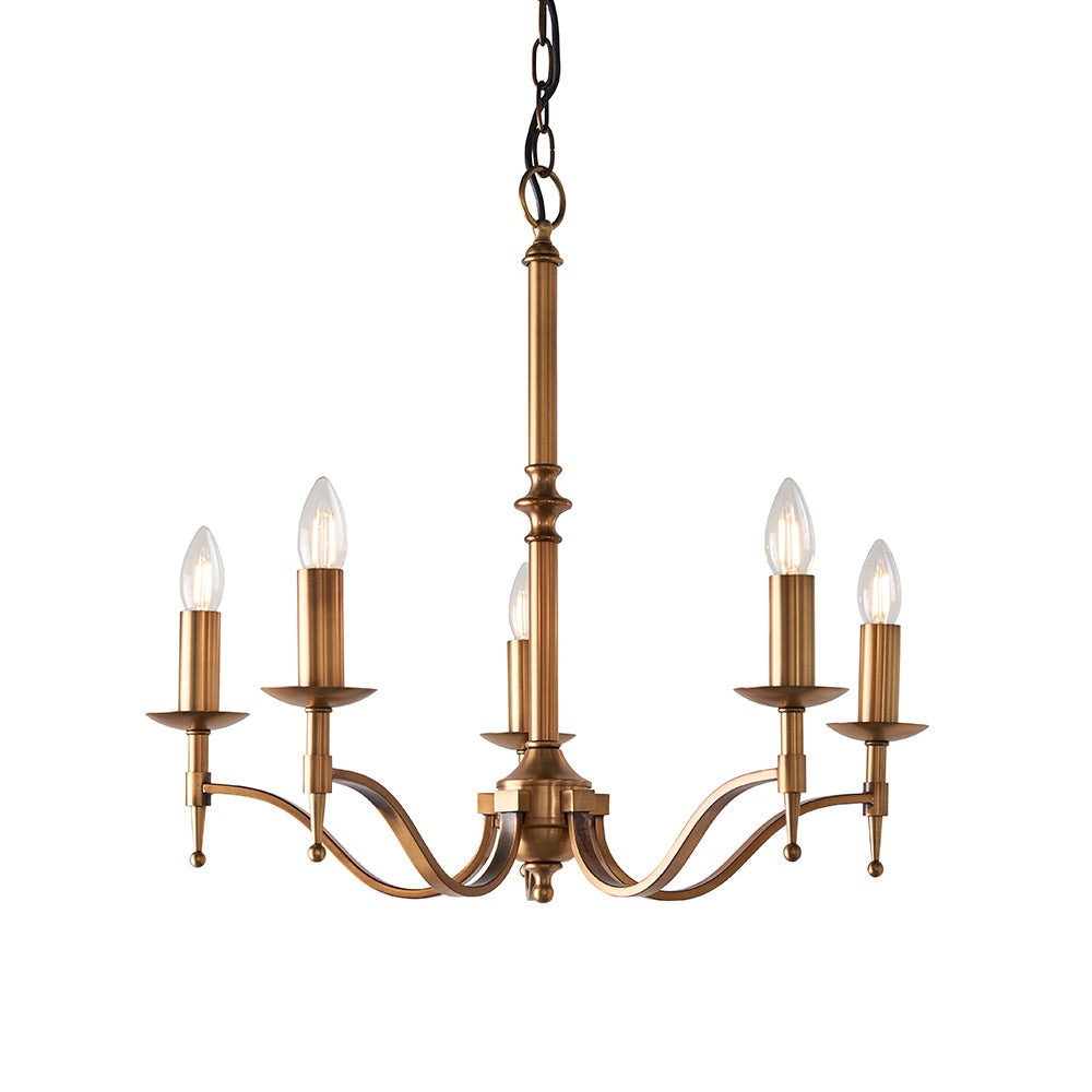 Traditional Multi Arm Antique Brass 5 Light Chandelier | House of Dekkor