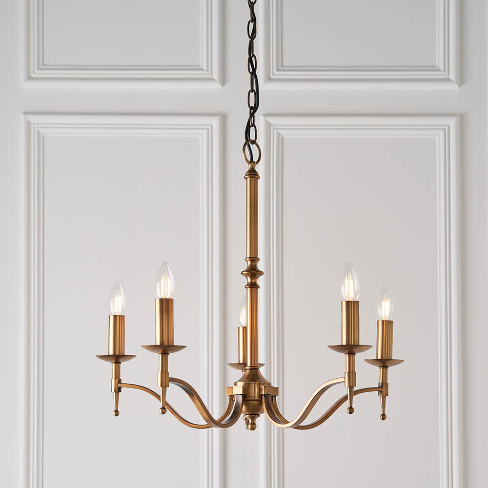 Traditional Multi Arm Antique Brass 5 Light Chandelier | House of Dekkor