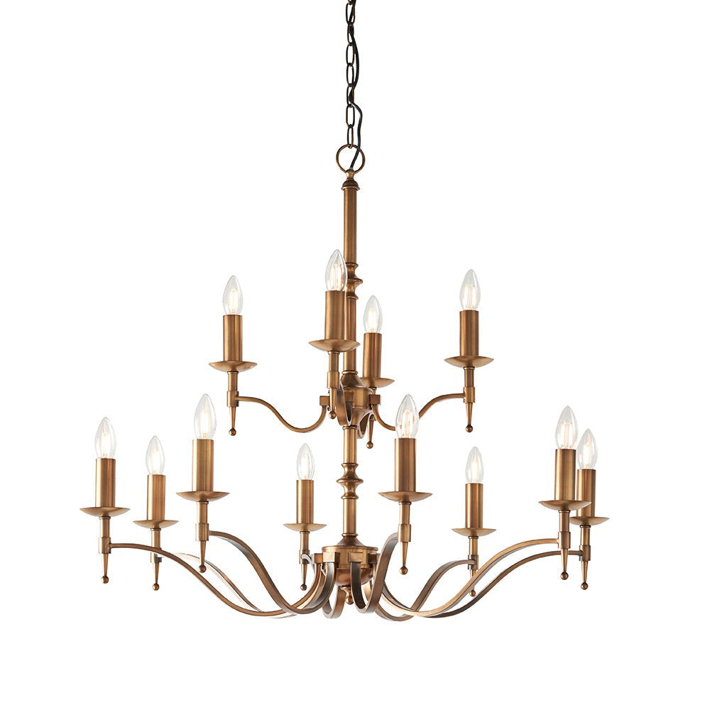 Traditional Multi Arm Antique Brass 12 Light Chandelier | House of Dekkor