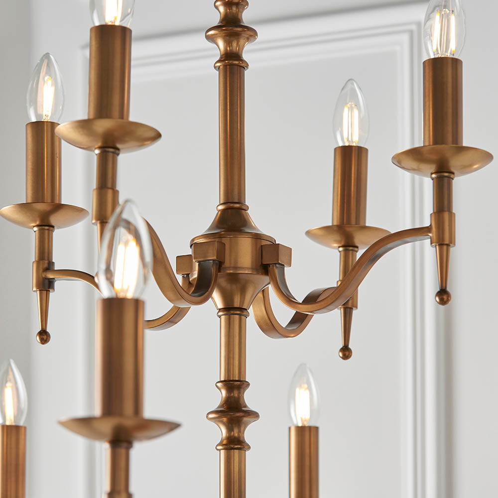 Traditional Multi Arm Antique Brass 12 Light Chandelier | House of Dekkor