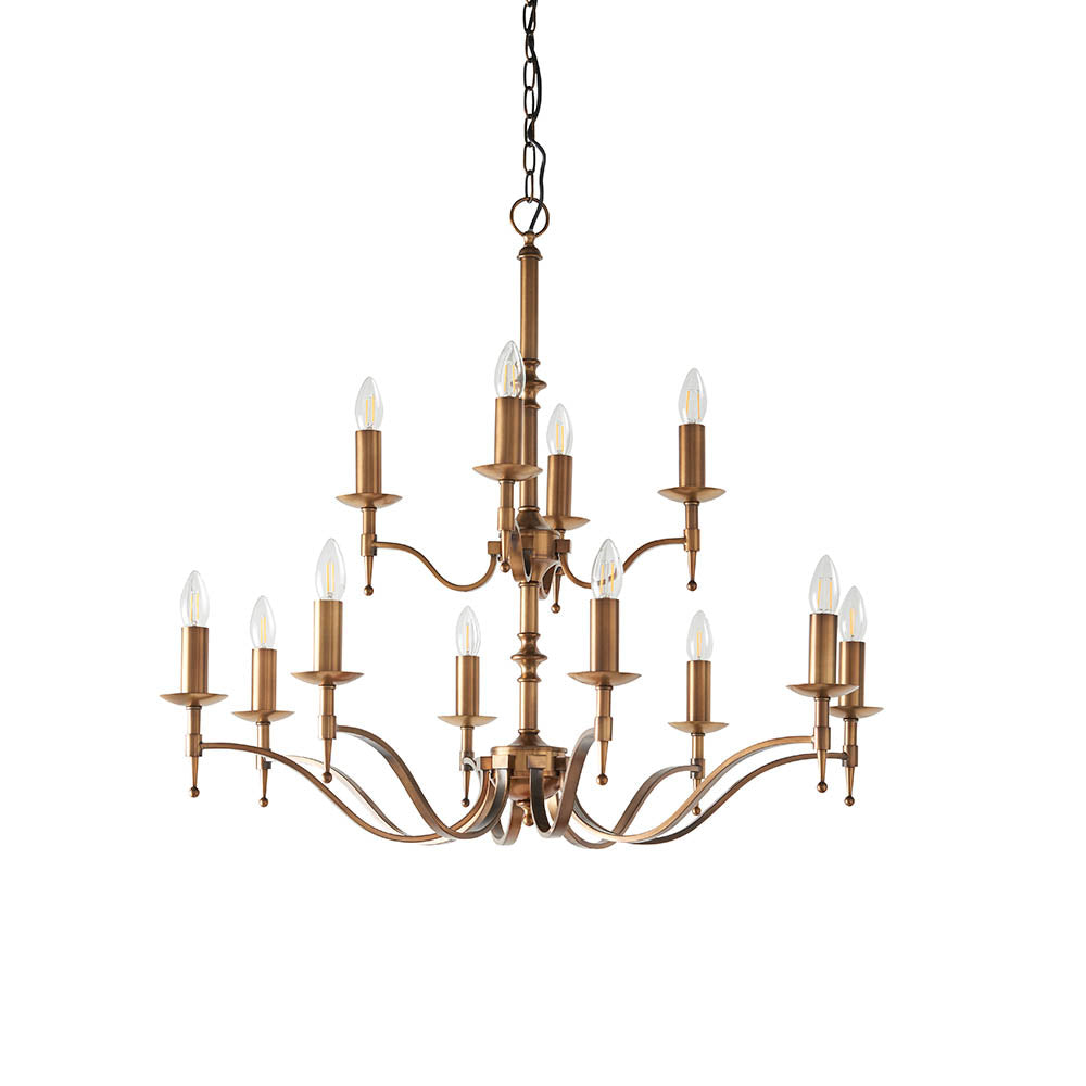 Traditional Multi Arm Antique Brass 12 Light Chandelier | House of Dekkor