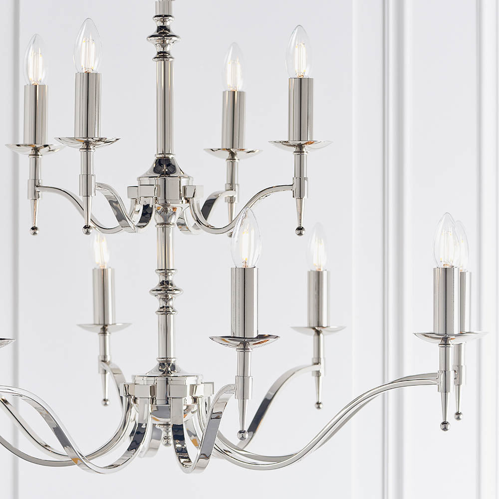 Traditional Multi Arm Nickel 12 Light Chandelier | House of Dekkor