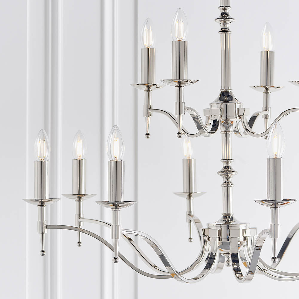 Traditional Multi Arm Nickel 12 Light Chandelier | House of Dekkor