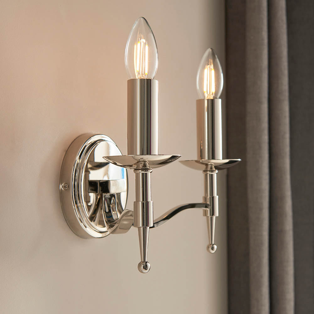 Nickel Candle Twin Wall Light | House of Dekkor