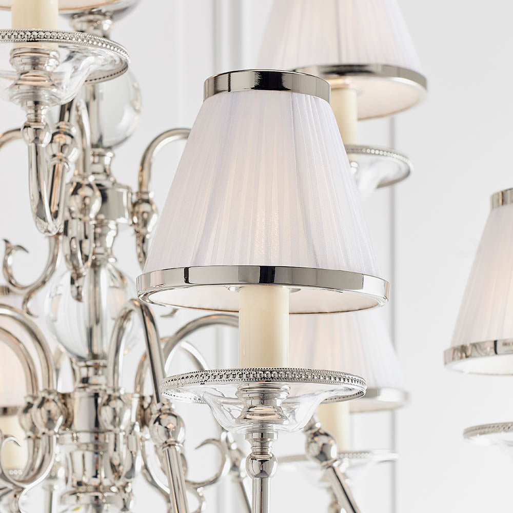 Dutch Nickel 9lt Multi Arm Chandelier with White Shades | House of Dekkor