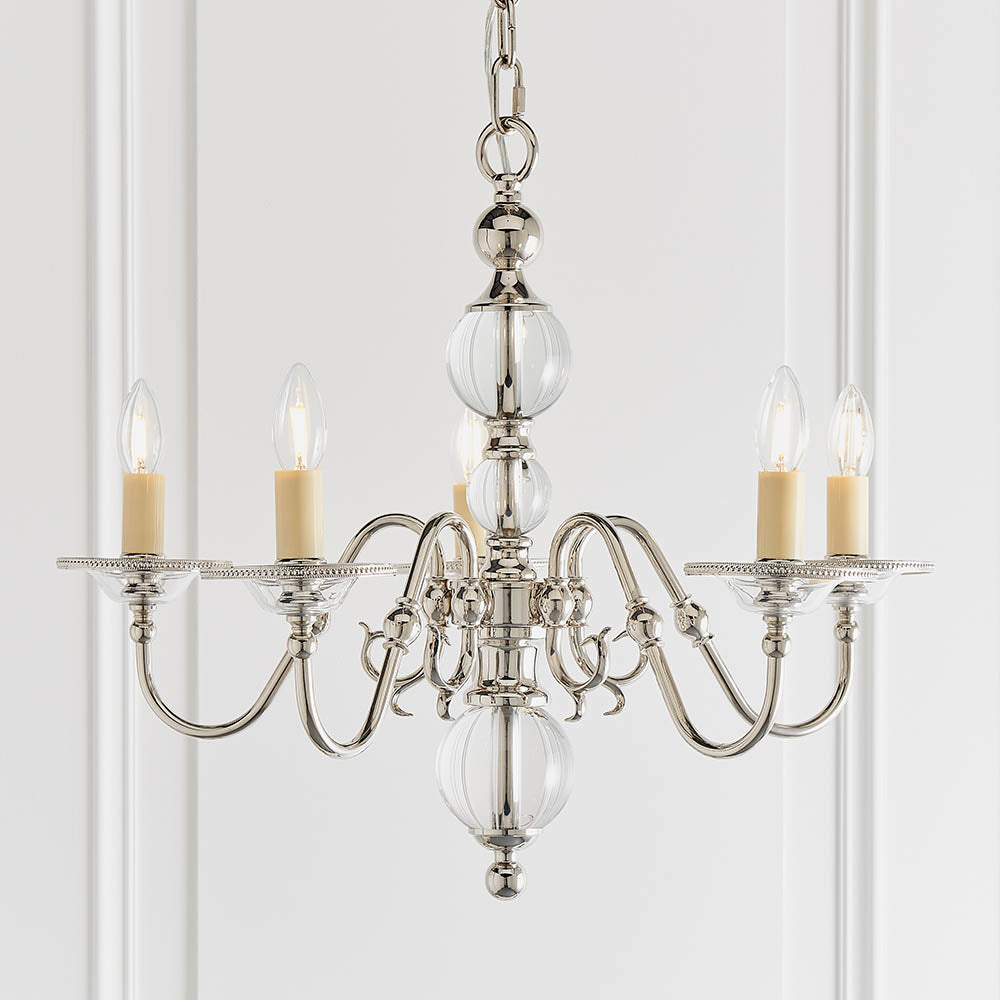 Flemish style Nickel 5lt Chandelier | House of Dekkor