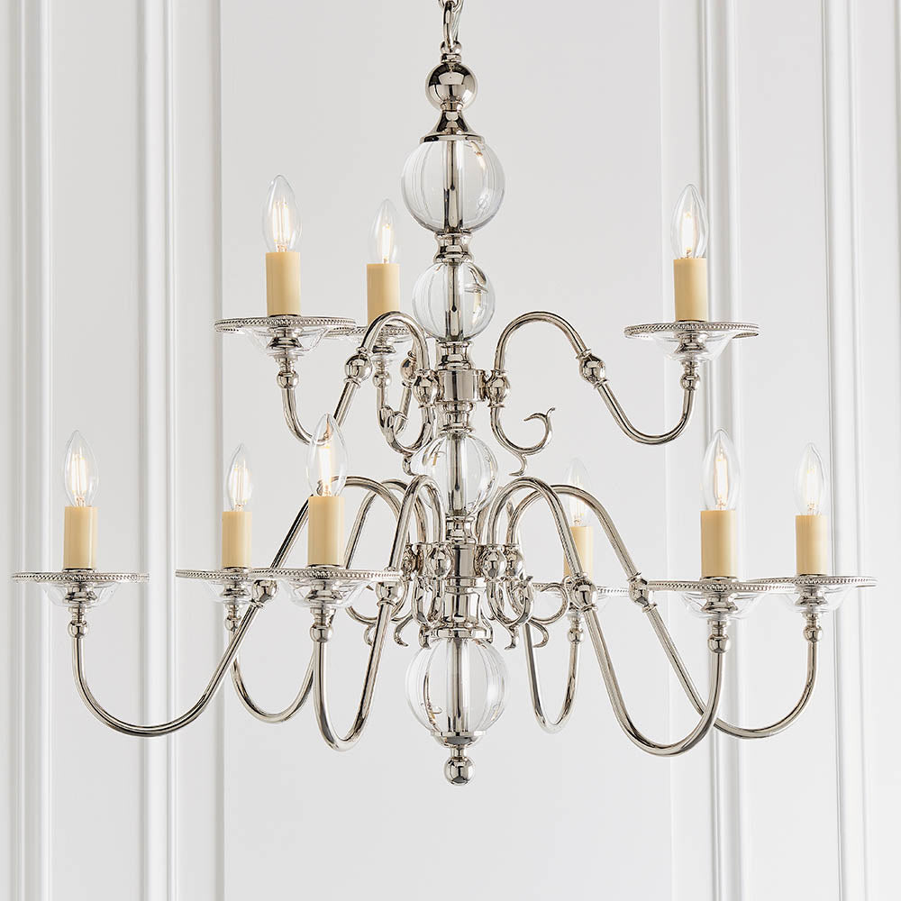  Flemish Nickel 9lt Multi Arm Chandelier | House of Dekkor