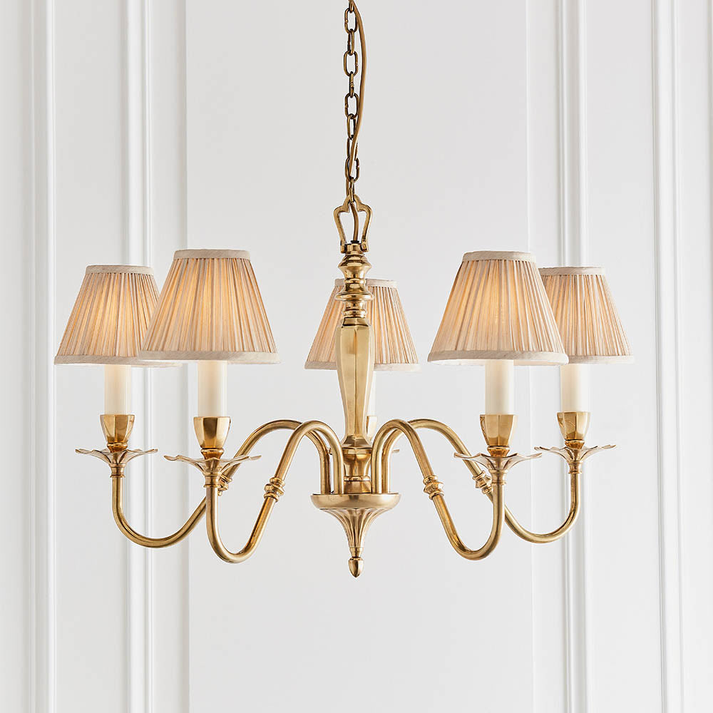 Asquith 5lt Chandelier with Organza Beige Shades