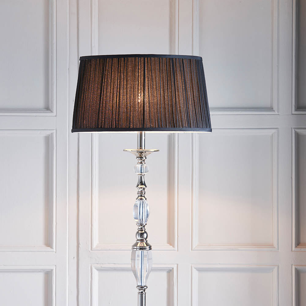 Polina Nickel Floor Lamp with Black Shade