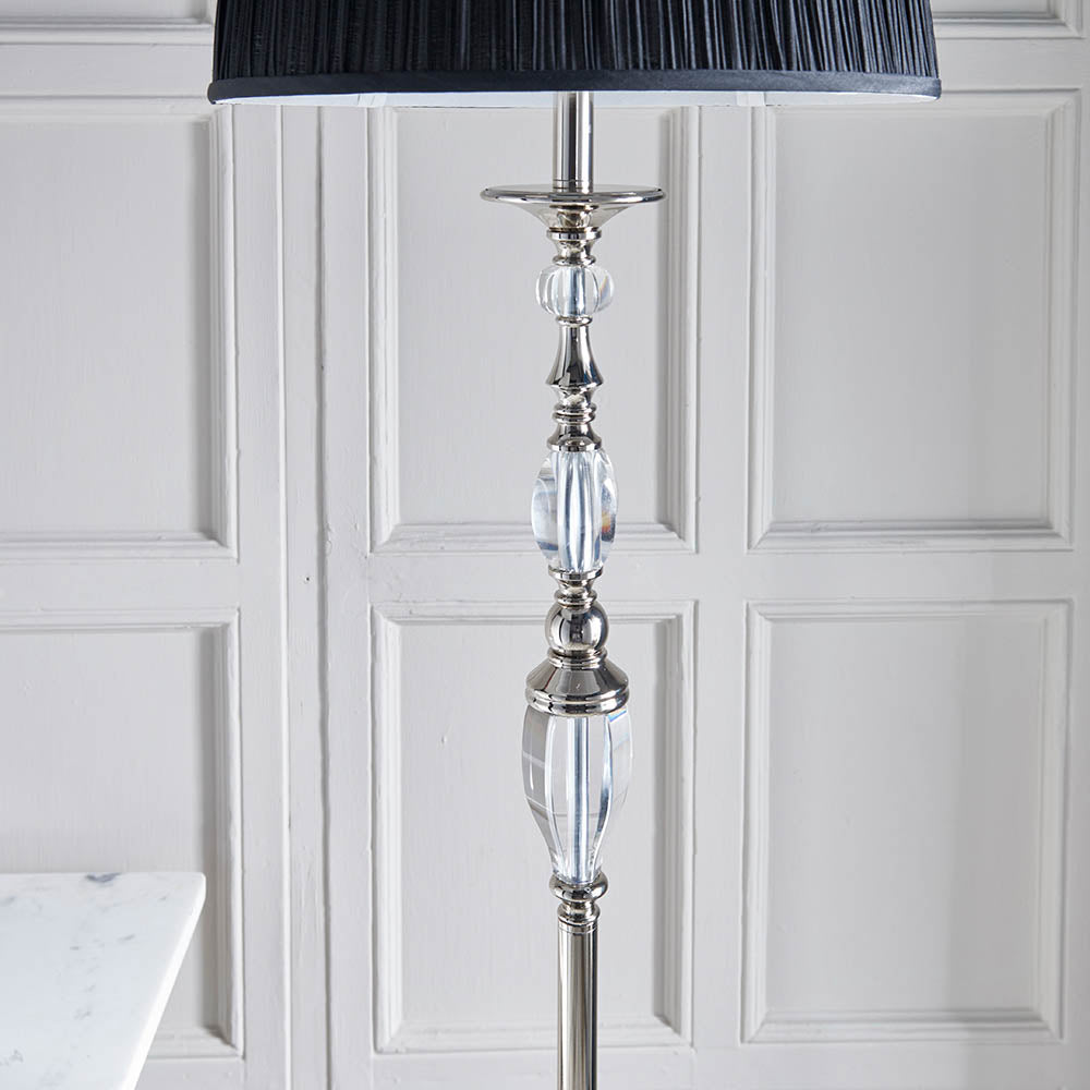 Polina Nickel Floor Lamp with Black Shade