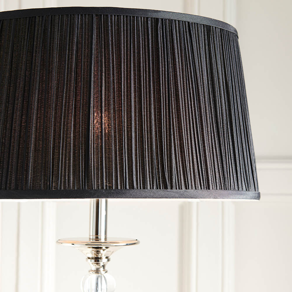 Polina Nickel Floor Lamp with Black Shade