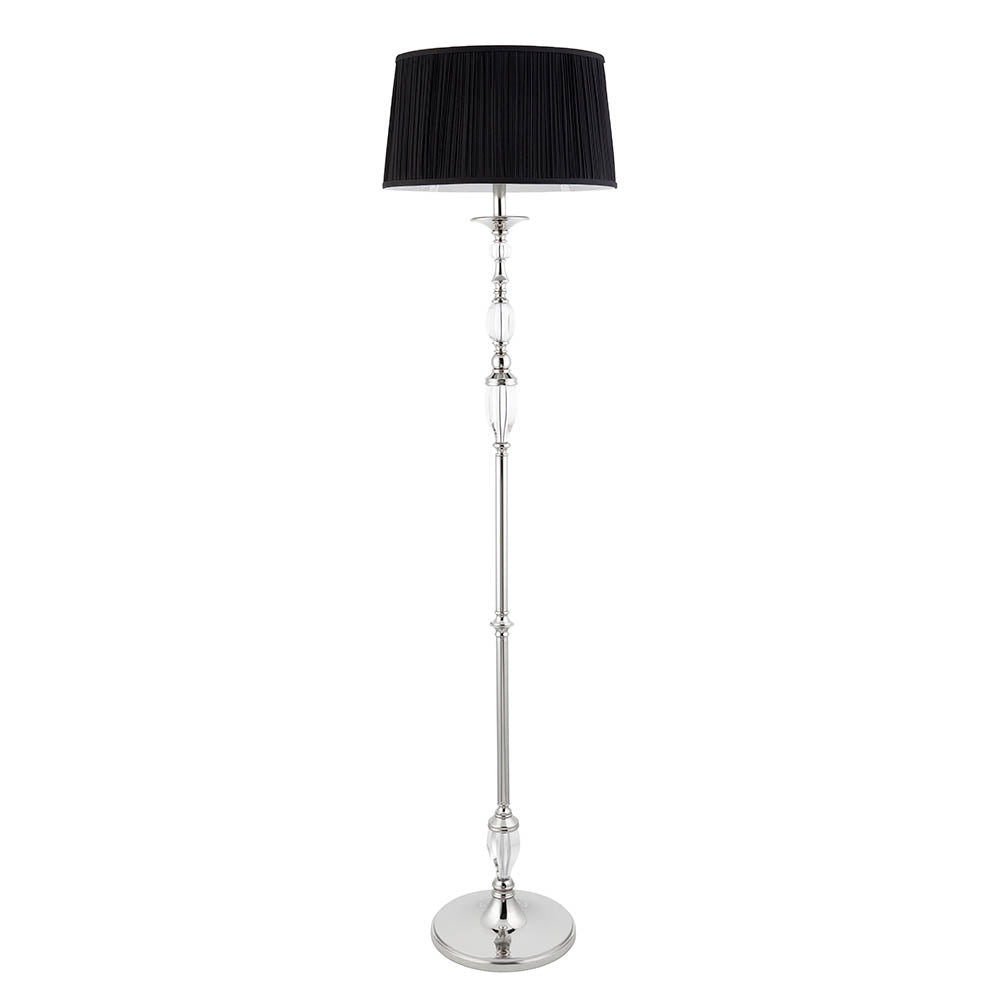 Polina Nickel Floor Lamp with Black Shade