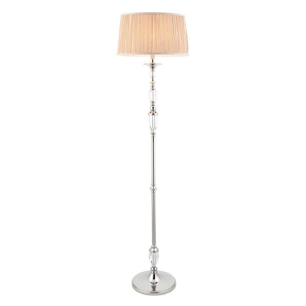 Polina Nickel Floor Lamp with Beige Shade