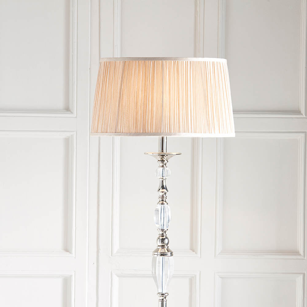 Polina Nickel Floor Lamp with Beige Shade