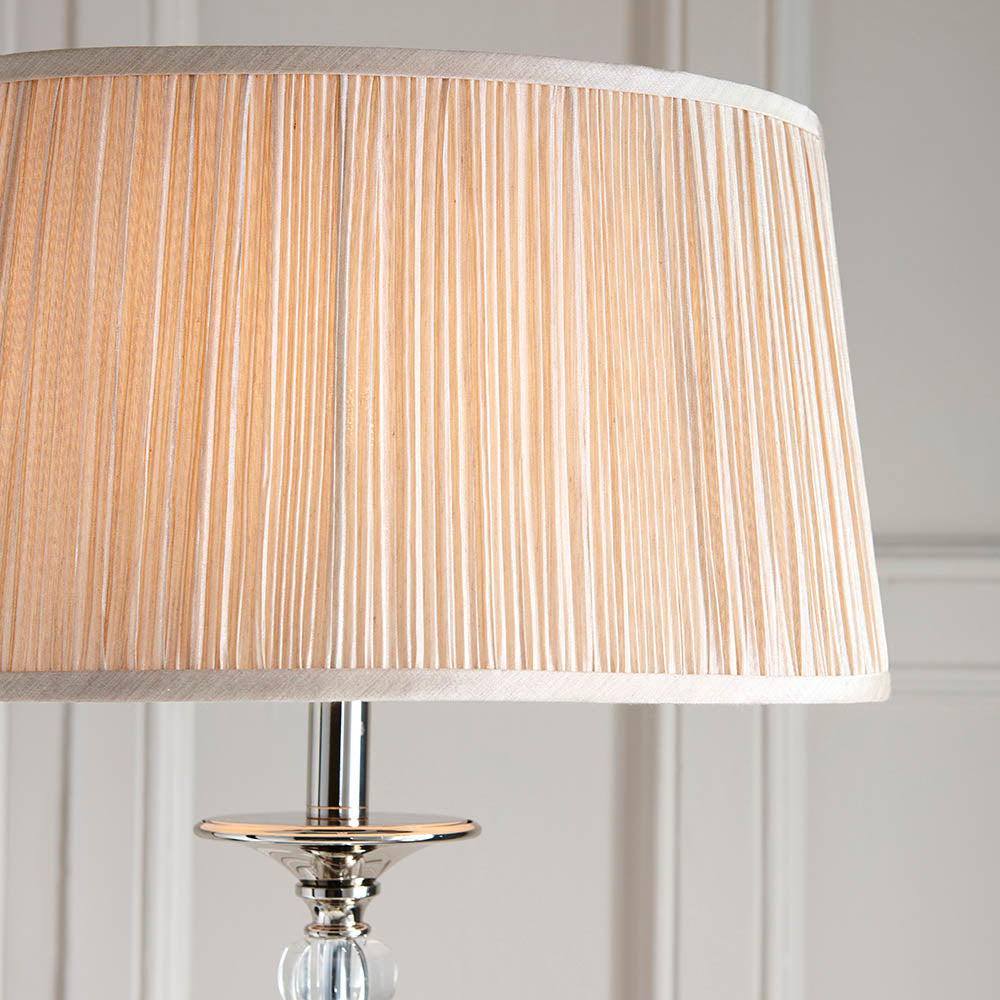 Polina Nickel Floor Lamp with Beige Shade