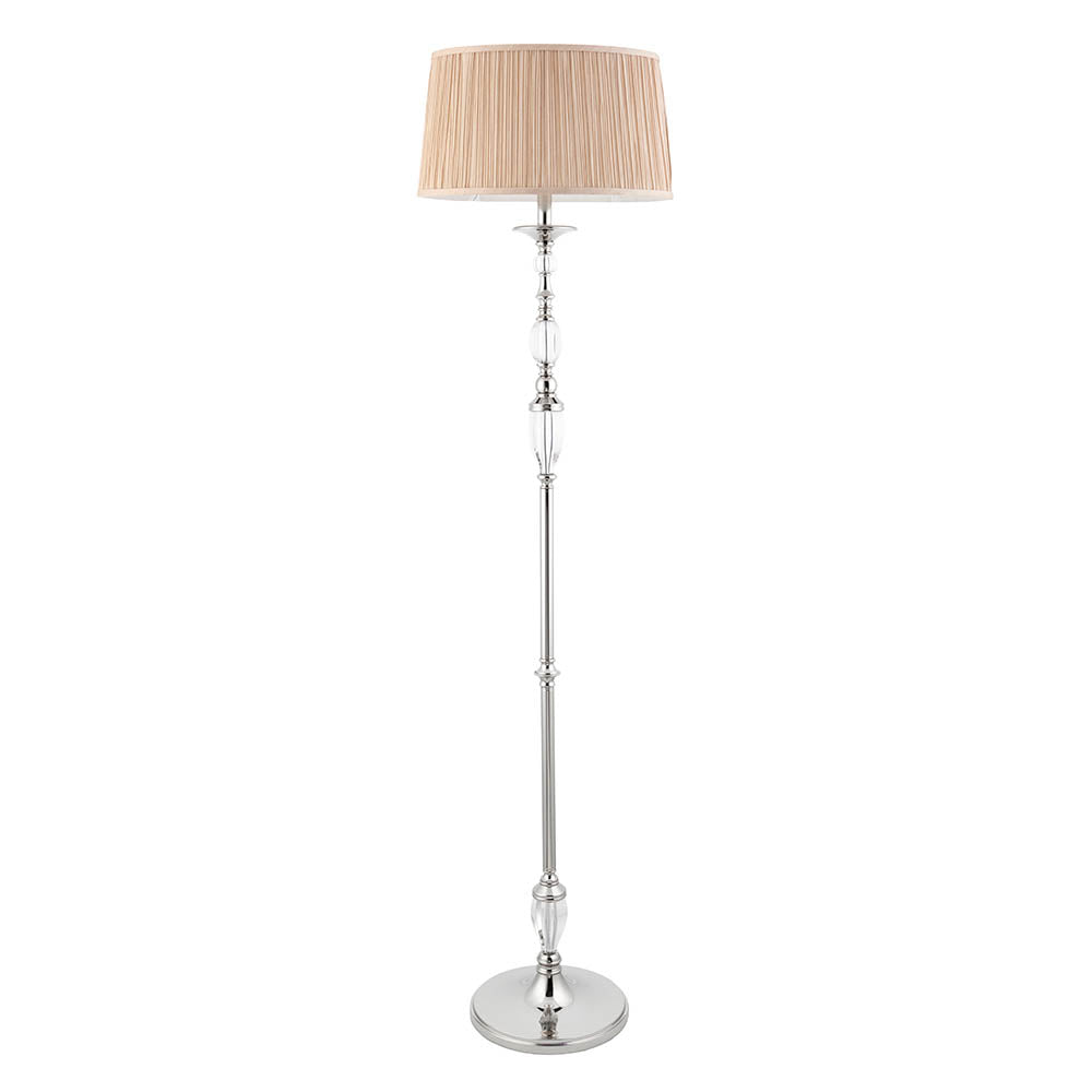 Polina Nickel Floor Lamp with Beige Shade