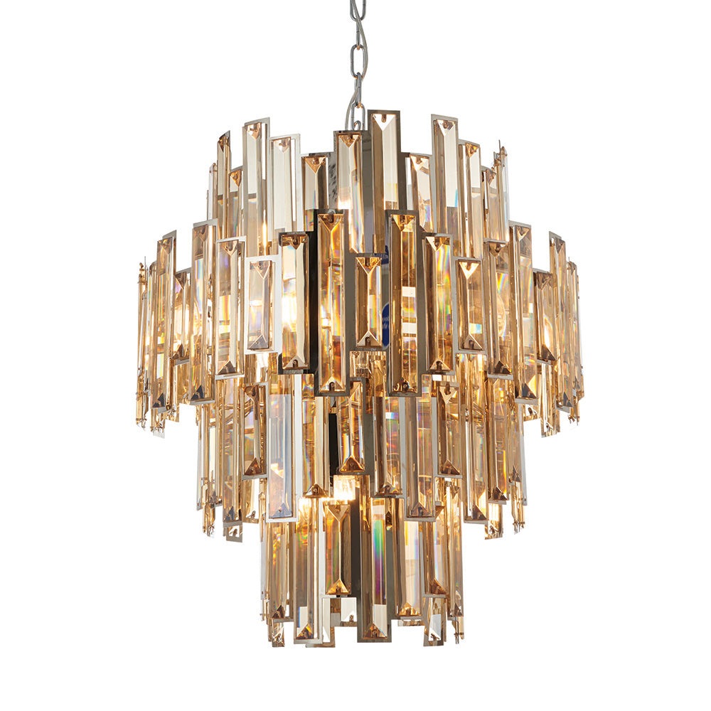 Luma Champagne 12 Light Crystal Pendant Chandelier | House of Dekkor