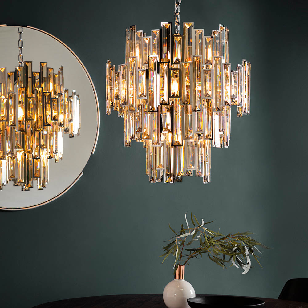 Luma Champagne 12 Light Crystal Pendant Chandelier | House of Dekkor