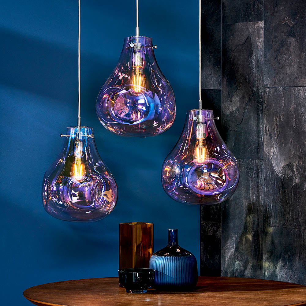 Iridenscent Nordic Blown Glass  Pendant Light