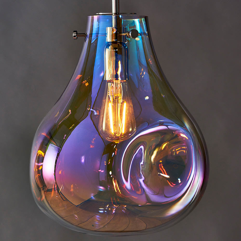 Iridenscent Nordic Blown Glass  Pendant Light