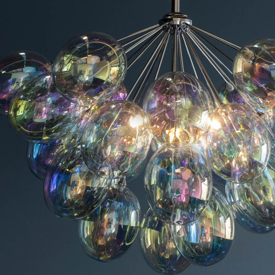  Iridescent Cluster Bubble Glass 6 Lights Chandelier